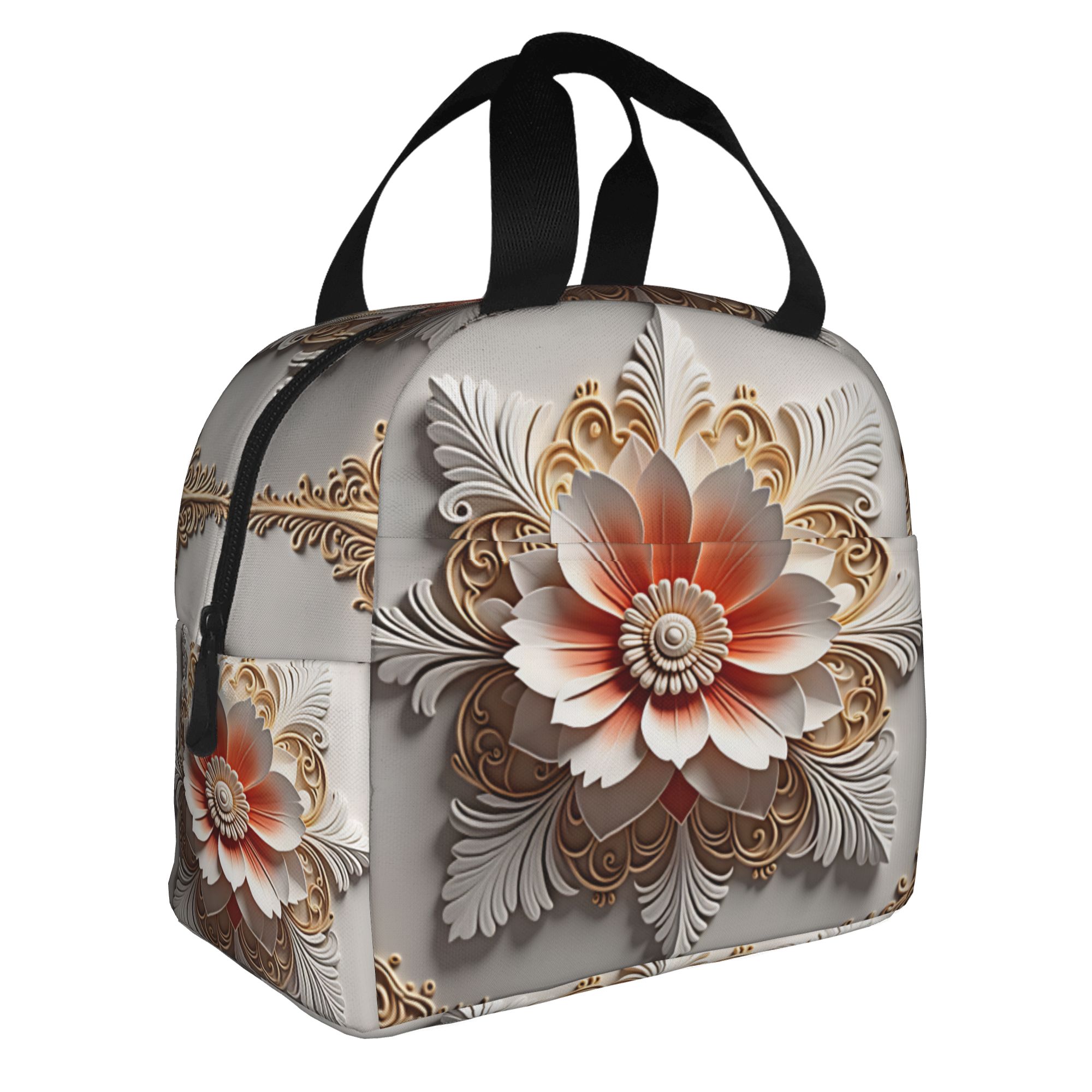 Luxury Bags For School - Fashion Trend 3D Flowers Insulated Lunch