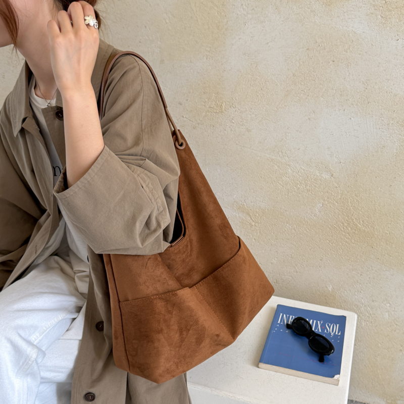 Luxury Bags Shopping - New Large Faux Suede Shopping Tote