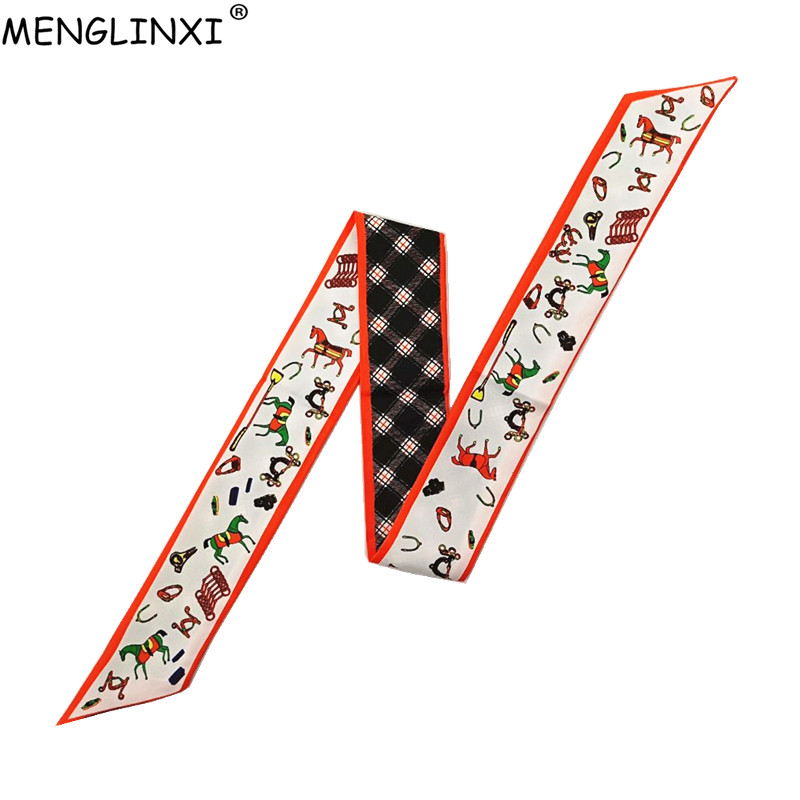 Horse Plaid Skinny Scarf Women - огляд і ціна Luxury Bags Brand