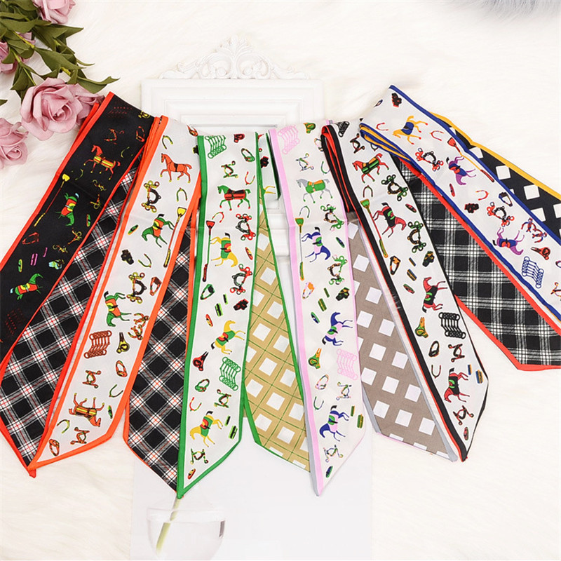 Horse Plaid Skinny Scarf Women - огляд і ціна Luxury Bags Brand