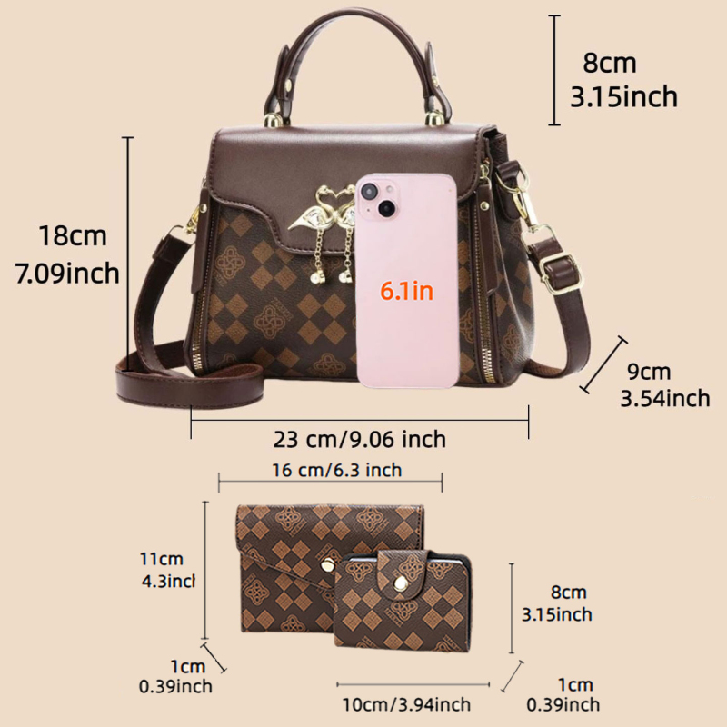 3-piece women's bag set, light - огляд і ціна Luxury Bags Casual